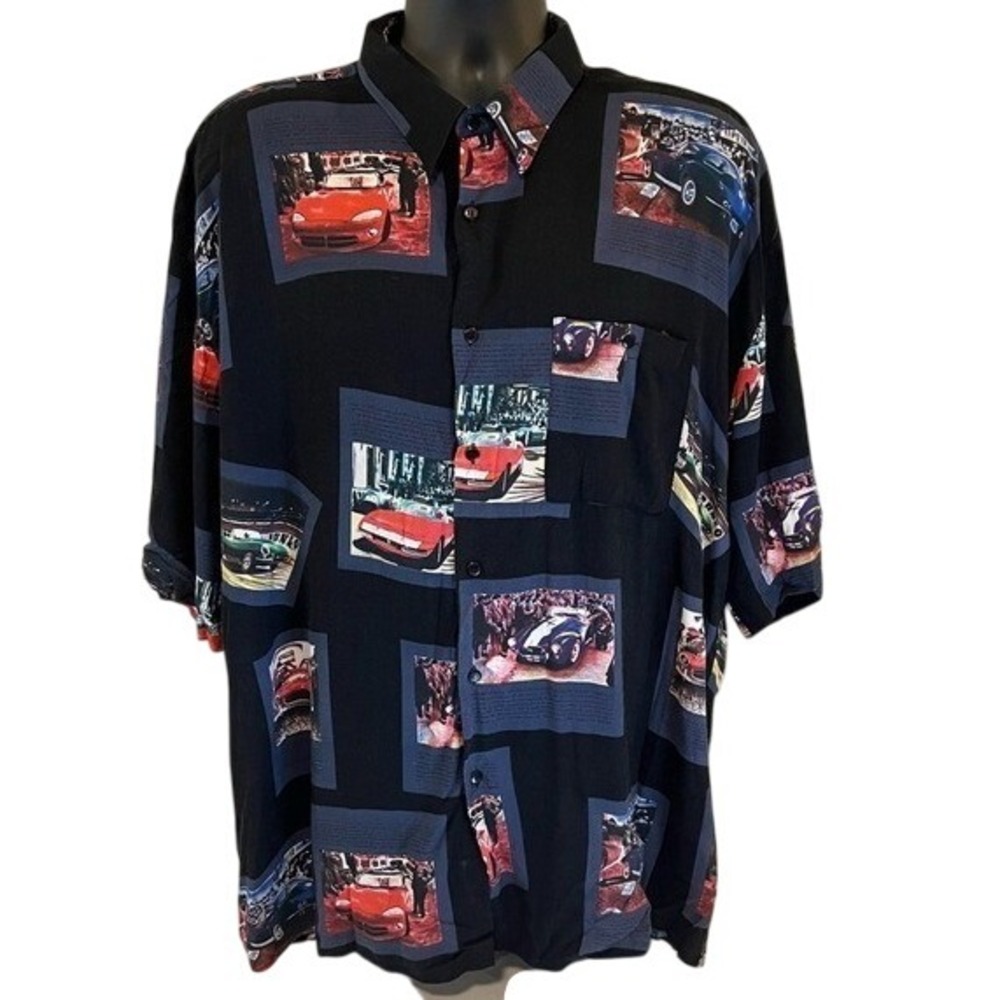 212‎ NYC A Hawaiian Tradition Car Short Sleeve Rayon Button Down Shirt Men XXL
